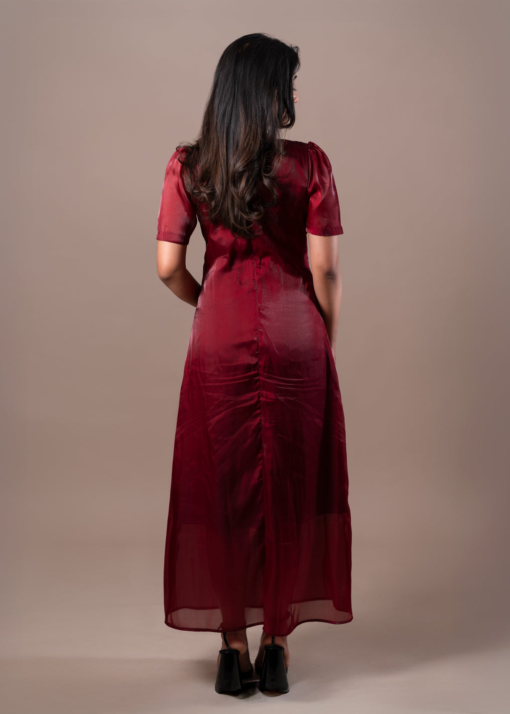 Burgundy Sheer Maxi Dress