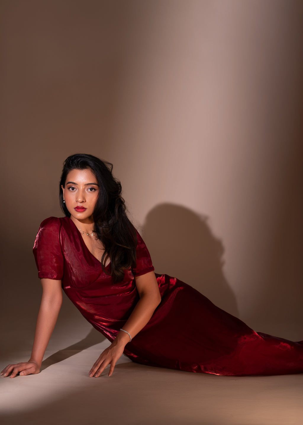 Burgundy Sheer Maxi Dress