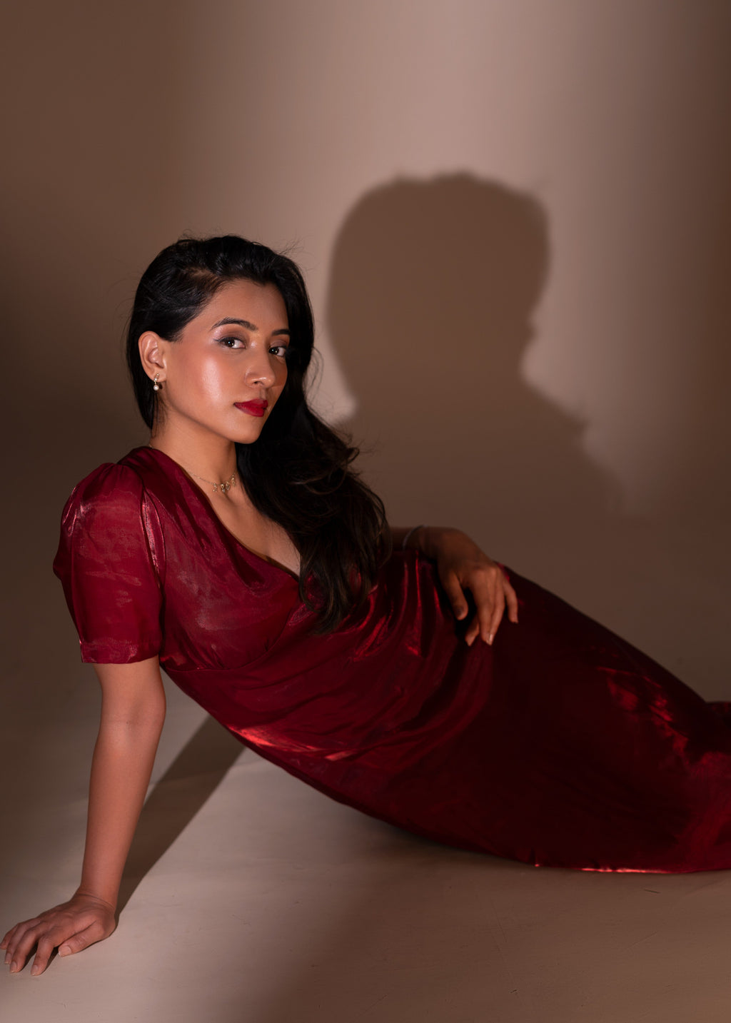 Burgundy Sheer Maxi Dress